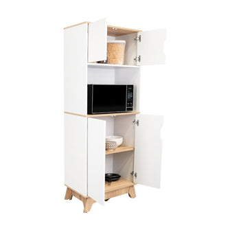 Modulo Microondas Andra, Blanco y Café Claro, con Cuatro Puertas Batientes