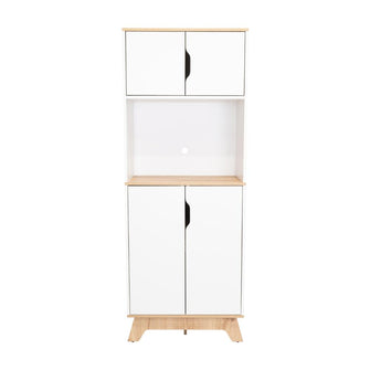 Modulo Microondas Andra, Blanco y Café Claro, con Cuatro Puertas Batientes