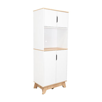 Modulo Microondas Andra, Blanco y Café Claro, con Cuatro Puertas Batientes