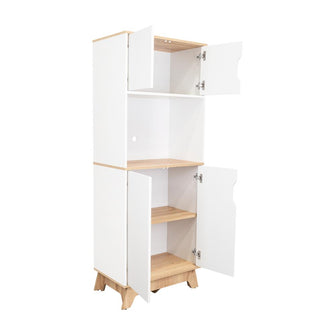 Modulo Microondas Andra, Blanco y Café Claro, con Cuatro Puertas Batientes