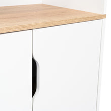 Modulo Microondas Andra, Blanco y Café Claro, con Cuatro Puertas Batientes