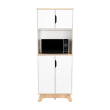Modulo Microondas Andra, Blanco y Café Claro, con Cuatro Puertas Batientes