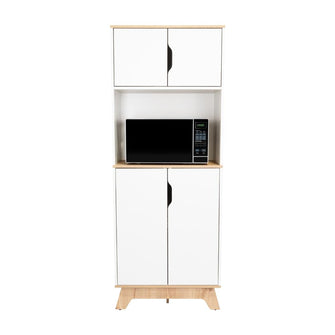 Modulo Microondas Andra, Blanco y Café Claro, con Cuatro Puertas Batientes