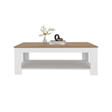 Mesa de Centro Sensi, Blanco Duqueza y Fresno Europeo, con diseño moderno ZF