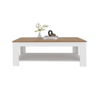 Mesa de Centro Sensi, Blanco Duqueza y Fresno Europeo, con diseño moderno ZF