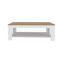 Mesa de Centro Sensi, Blanco Duqueza y Fresno Europeo, con diseño moderno ZF
