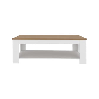 Mesa de Centro Sensi, Blanco Duqueza y Fresno Europeo, con diseño moderno ZF
