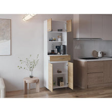 Modulo Microondas Eris, Fresno Europeo y Blanco Duqueza, con cuatro puertas abatible ZF