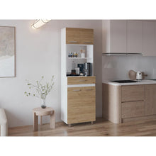 Modulo Microondas Eris, Fresno Europeo y Blanco Duqueza, con cuatro puertas abatible ZF