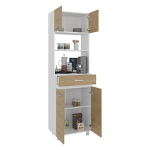 Modulo Microondas Eris, Fresno Europeo y Blanco Duqueza, con cuatro puertas abatible ZF