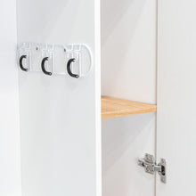 Mueble de Aseo Rayli, Fresno Europeo y Blanco, con espacio objetos de limpieza