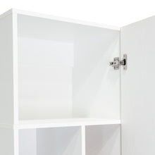 Mueble de Aseo Rayli, Fresno Europeo y Blanco, con espacio objetos de limpieza