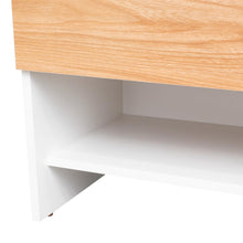 Mesa de Noche Light, Fresno Europeo y Blanco, con superficie para objetos decorativos