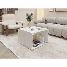 Mesa de Noche Evert, Blanco y Fresno Europeo, con diseño moderno y espacio para ubicar objetos ZF