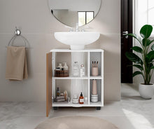 Mueble Para Lavamanos Pascuale, Blanco Duqueza y Fresno Europeo, No incluye Lavamanos ZF