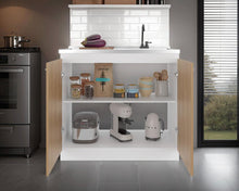 Gabinete Inferior Cantabria, Kronos Blanco y Fresno Europeo, con dos Puertas Abatibles- Mesón derecho y Grifería ZF