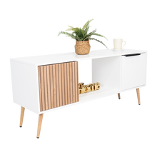 Mesa de Centro Mirabella ECO, Blanco y Lenno, con un Cajón y Dos Puertas Batientes