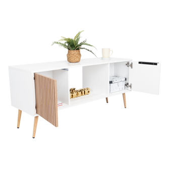 Mesa de Centro Mirabella ECO, Blanco y Lenno, con un Cajón y Dos Puertas Batientes