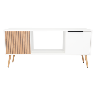 Mesa de Centro Mirabella ECO, Blanco y Lenno, con un Cajón y Dos Puertas Batientes