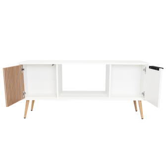 Mesa de Centro Mirabella ECO, Blanco y Lenno, con un Cajón y Dos Puertas Batientes