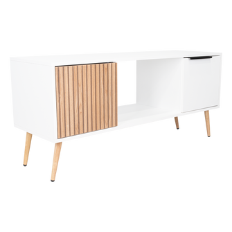 Mesa de Centro Mirabella ECO, Blanco y Lenno, con un Cajón y Dos Puertas Batientes