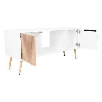 Mesa de Centro Mirabella ECO, Blanco y Lenno, con un Cajón y Dos Puertas Batientes
