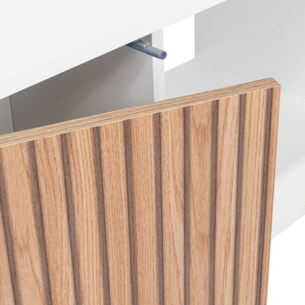 Mesa de Centro Mirabella ECO, Blanco y Lenno, con un Cajón y Dos Puertas Batientes