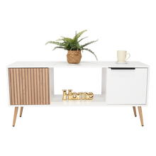 Mesa de Centro Mirabella ECO, Blanco y Lenno, con un Cajón y Dos Puertas Batientes