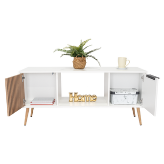 Mesa de Centro Mirabella ECO, Blanco y Lenno, con un Cajón y Dos Puertas Batientes