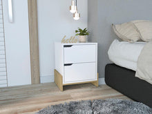 Mesa de Noche Galanto, Blanco Nevado y Macadamia, con Una Puerta Batiente ZF