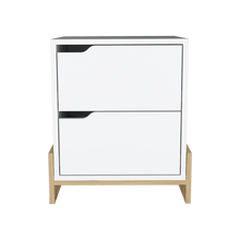 Mesa de Noche Galanto, Blanco Nevado y Macadamia, con Una Puerta Batiente ZF