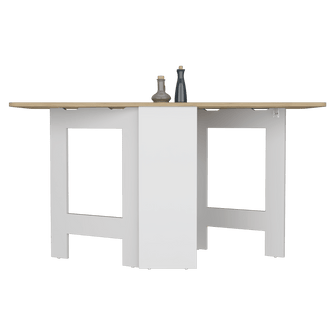 Mesa Auxiliar de Cocina Plegable Merida, Blanco y Macadamia, con Amplia Superficie