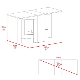 Mesa Auxiliar de Cocina Plegable Merida, Blanco y Macadamia, con Amplia Superficie