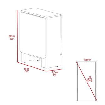 Mesa Auxiliar de Cocina Plegable Merida, Blanco y Macadamia, con Amplia Superficie