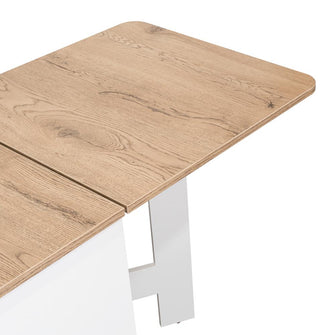 Mesa Auxiliar de Cocina Plegable Merida, Blanco y Macadamia, con Amplia Superficie