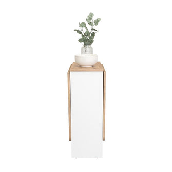 Mesa Auxiliar de Cocina Plegable Merida, Blanco y Macadamia, con Amplia Superficie
