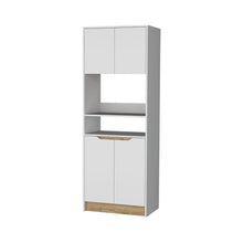 Modulo Microondas Soler, Blanco y Macadamia, con cuatro puertas abatibles