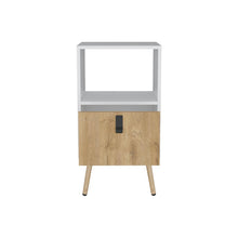 Mesa de Noche Huna, Blanco y  Macadamia, Con Un Cajón ZF X2