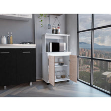 Módulo Microondas Bajo Italia, Blanco Duqueza y Nacar, Con dos puertas abatibles y rodachines