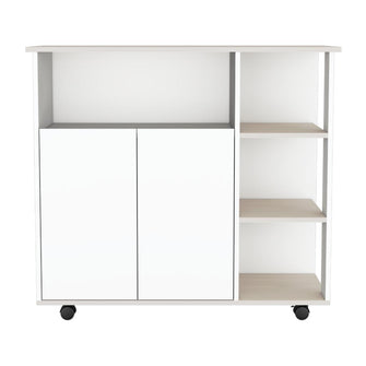 Mesa Auxiliar de Cocina Paprica, Blanco Niebla, con rodachina y rodachina de freno ZF