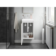 Mueble De Lavamanos Syra, Kronos Blanco Duqueza y Roble Natural, Con textura ranurada incluye lavamanos ZF