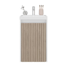 Mueble De Lavamanos Syra, Kronos Blanco Duqueza y Roble Natural, Con textura ranurada incluye lavamanos ZF