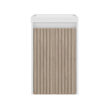 Mueble De Lavamanos Syra, Kronos Blanco Duqueza y Roble Natural, Con textura ranurada incluye lavamanos ZF