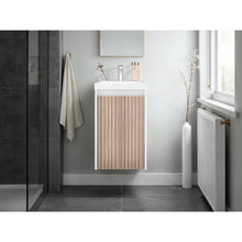 Mueble De Lavamanos Syra, Kronos Blanco Duqueza y Roble Natural, Con textura ranurada incluye lavamanos ZF