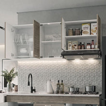 Gabinete Superior Lumina 150, Blanco Duqueza y Positano, con Cuatro Puertas Batientes