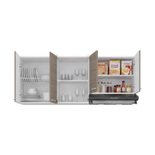 Gabinete Superior Lumina 150, Blanco Duqueza y Positano, con Cuatro Puertas Batientes
