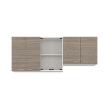 Gabinete Superior Lumina 150, Blanco Duqueza y Positano, con Cuatro Puertas Batientes