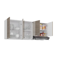 Gabinete Superior Lumina 150, Blanco Duqueza y Positano, con Cuatro Puertas Batientes