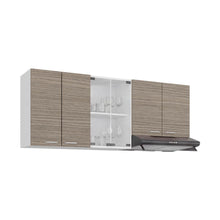 Gabinete Superior Lumina 150, Blanco Duqueza y Positano, con Cuatro Puertas Batientes