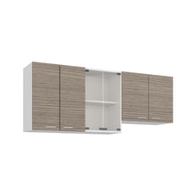 Gabinete Superior Lumina 150, Blanco Duqueza y Positano, con Cuatro Puertas Batientes